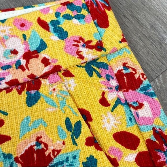 J. Crew Factory Floral Basket Weave Chino Shorts Yellow Multi 4 - Picture 4 of 8